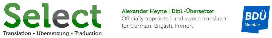 Alexander Heyne – Officially appointed and sworn translator for German, English and French